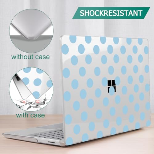 Case for Surface Laptop 5/4/3 13.5", Blue Polka Dots | Hard Shell Case with Keyboard Cover & Screen Protector. Fits Surface Laptop 5/4/3 13.5" Metal Palm Rest Models 1951/1868. - color: Blue Polka Dots