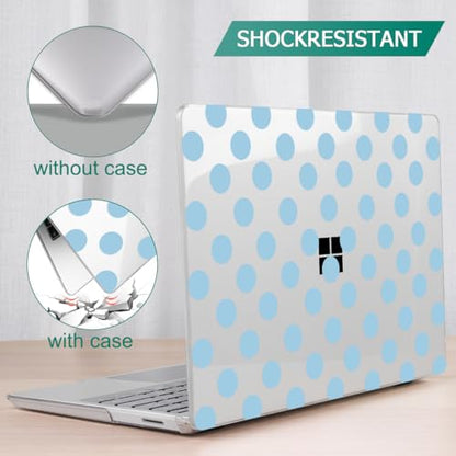 Case for Surface Laptop 5/4/3 13.5", Blue Polka Dots | Hard Shell Case with Keyboard Cover & Screen Protector. Fits Surface Laptop 5/4/3 13.5" Metal Palm Rest Models 1951/1868. - color: Blue Polka Dots