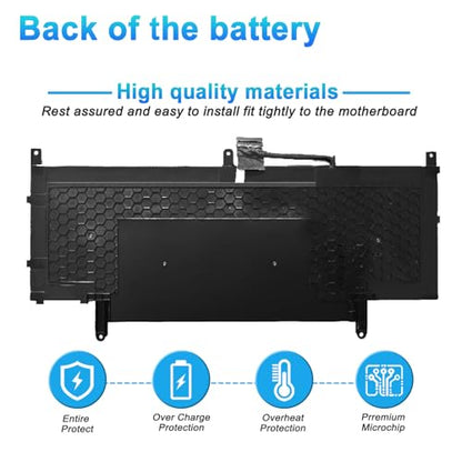 52Wh N7HT0 Laptop Battery Replacement for Dell Latitude 9510 9520 Latitude 9520 2-in-1 Series 08NFC7 V5K68 TVKGH N2NLL 7.6V 6500mAh 4-Cells (12 pin) - size: 10.39*4.74*0.37inch N7HT0
