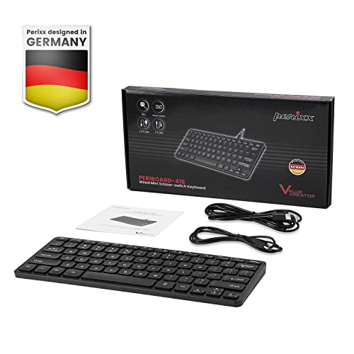 Perixx PERIBOARD-416 Wired Mini USB Keyboard with 4 Hubs - X Type Scissor Keys - Detachable USB-C and A Cable - US English - style: Wired USB with Hubs