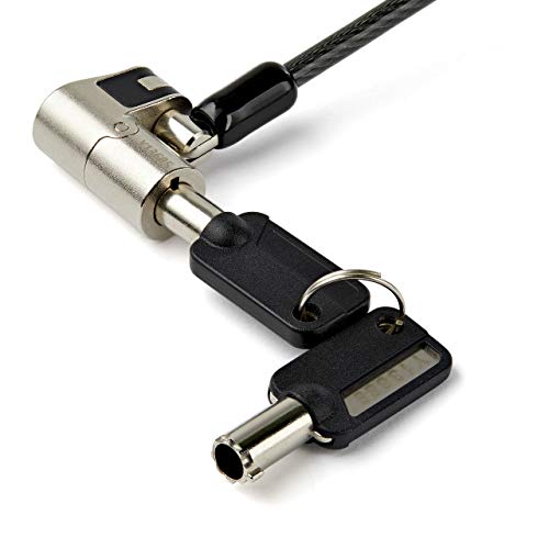 StarTech 6.6ft (2m) 3-in-1 Universal Laptop Cable Lock, TAA, Nano Wedge | Keyed Laptop/Desktop Security Cable Lock Compatible with K-Slot, Anti-Theft Steel Cable Lock with Keys, Computer