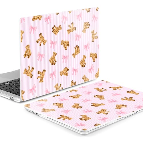 MEEgoodo Case for M5/M4/M3/M2 MacBook Air 15 inch Case 2026 2025 2024 2023, Laptop Shell Fit Model (A3448/A3241/A3114/A2941) for MacBook Air 15.3-inch, Bear&Cute Ribbon - color: Bear&Cute Ribbon