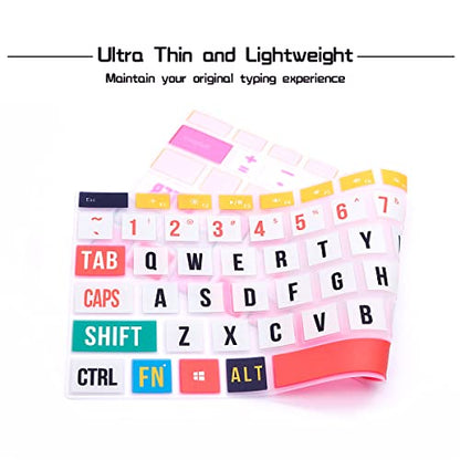 HRH English Silicone Keyboard Cover Skin for Microsoft Surface Pro | With Surface Pro 4, Pro 5 2017, Pro 6 2018, Pro 7 2019,12.3-inch Surface Pro 6,Dustproof,Soft-Touch,Ultra Thin,Rainbow Font - color: Creative Rainbow font