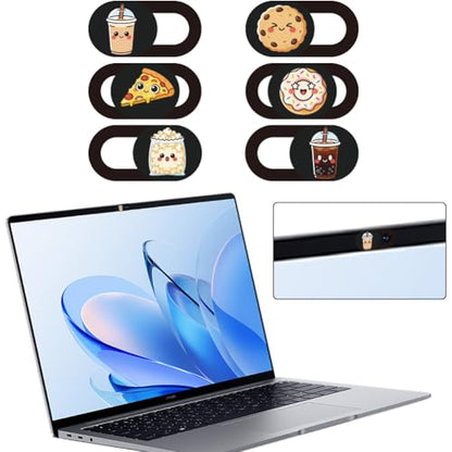 6Pcs 6 Styles Food Theme Camera Cover Slide Sticker 0.04 Inch Privacy Guard Accessories, Computer Camera Cover Cute Protector Blocker for Desktop Loptop Tablet Notebook Mini PC Office Use - color: Food