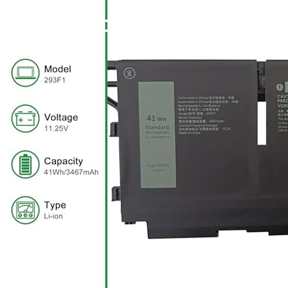 293F1 CPX-51R71 41Wh Laptop Battery Replacement for Dell Latitude 5330 5430 5530 7330 7430 7530 Precision 3570 Series Notebook 051R71 51R71 Black 11.25V 3467mAh