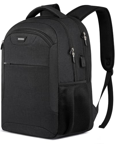 BIKROD Backpack for Men and Women, School Backpack for Boys, Water Resistant Business Travel Laptop Back Pack Fit 15.6 Inch Laptop with USB Charging Port, Black