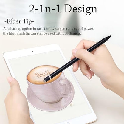 Stylus Pens Compatible for iOS&Android Touch Screens, iPad Pencil with Dual Touch Function, Fine Point Rechargeable Stylus Pen for iPad/Android/iPhone/Cellphone/Tablet Pen/Nintendo Switch 2 - Black - color: Black Pen with Two Cap