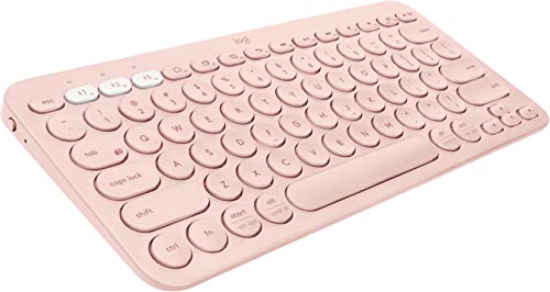 Logitech K380 Pebble Wireless Multi-Device Keyboard for Windows, Apple iOS, Apple TV Android or Chrome, Bluetooth, Compact Space-Saving Design, PC/Mac/Laptop/Smartphone/Tablet - Rose - color: Rose