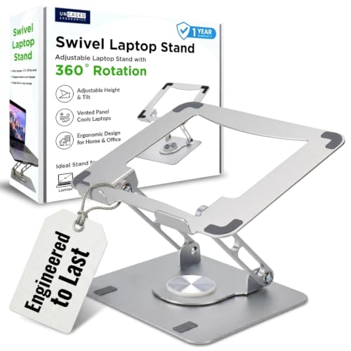Uncaged Ergonomics Swivel Laptop Stand for Desk, Adjustable Computer iPad Stand for Desk w/ 360 Rotation, Portable Laptop Holder for Home Office Ergonomic Supplies (Arctic Silver) - color: Arctic Silver