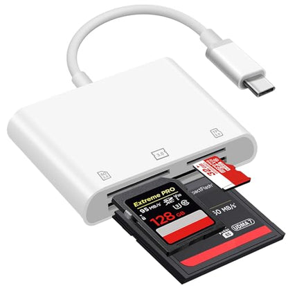 SD Card Reader, USB 3.0 Type C High Speed to SD/TF Card Adapter, for iPhone 15/Android Phone/iPad/Mac/Laptop, Three Card Slot Micro SD Card Reader Supports SD Micro SD CF Card, No App Required