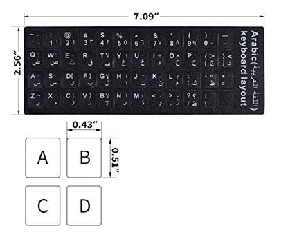 2PCS Arabic Keyboard Stickers, Arabic-English Keyboard Letters Replacement Stickers Black Background with White Font for Computer Laptop Notebook Desktop, Matte Keyboard Alphabet Stickers - color: Arabic