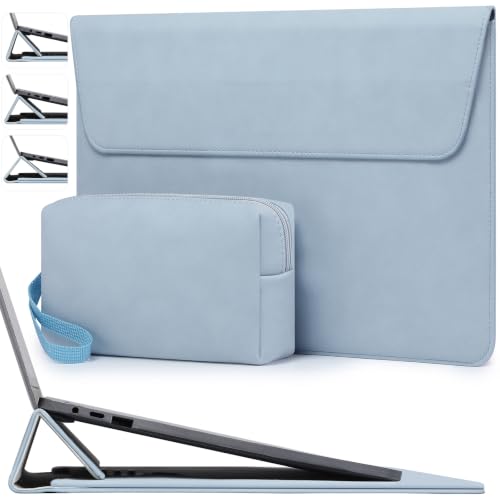 HYZUO 13 Inch Laptop Case Sleeve Bag with Adjustable Stand, Pale Blue | for MacBook Air 13 M5 A3449 M4 M3 M2 M1 2026-2018, 13" MacBook Neo 2026, MacBook Pro 13 M2 M1 2026-2016, Surface Pro, XPS 13 - color: Pale Blue, size: 13 Inch