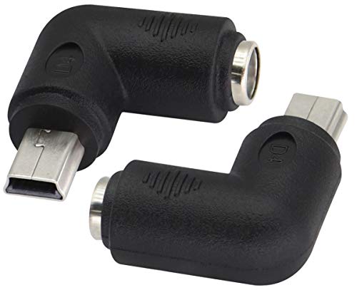 90° USB Right Angle Mini USB Male to DC 5.5x2.1mm Barrel Power Connector 5V Charger (2Pack) - color: Mini
