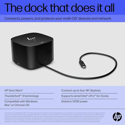 HP Thunderbolt 4 Dock 120W G4, 13-in-1 USB C Docking Station with Max 100W Charging, 4 Displays 4K Display, Ethernet Port, 6 USB Ports, HDMI, 2 Displayport for Laptop, MacOS, ChromeOS, PC