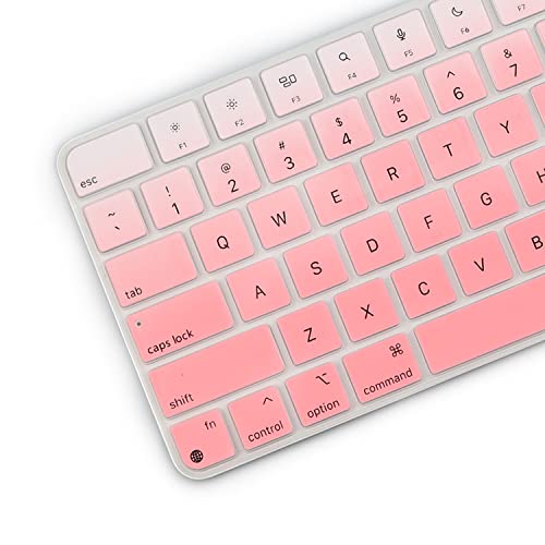 Keyboard Cover for Apple 2024/2023/2021 iMac All-in-One Desktop Keyboard, iMac 24 Inch with M4 /M3 /M1 Chip & Apple Magic Keyboard A3118 A2449 A2450 MK293LL/A MK2A3LL/A, Magic Keyboard 3 - color: GradualPink