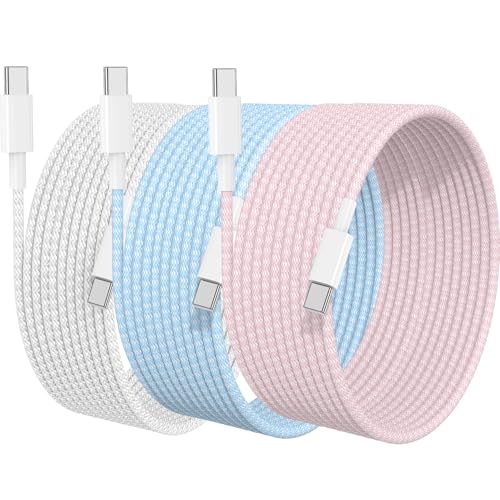 10FT USB C to C Fast Charger Cord for iPhone 17 16 15,Extra Long Heavy Duty Braided Apple C to C Cable Fast Charging for iPhone 17 Pro Max/16 Pro/16/15 Plus/MacBook,iPad Pro12.9/11/10 inch-Colorful - color: White+Blue+Pink, size: 10FT+10FT+10FT