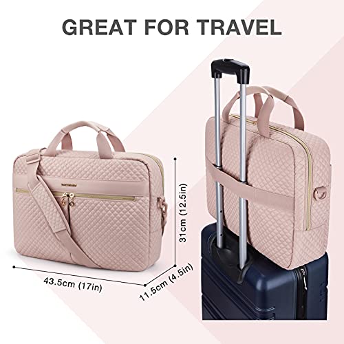 BAGSMART 17.3/15.6 Inch Laptop Bag, Briefcase for Women Computer Messenger Bag Office Travel Business, Pink - color: Pink, size: 17.3 Inch
