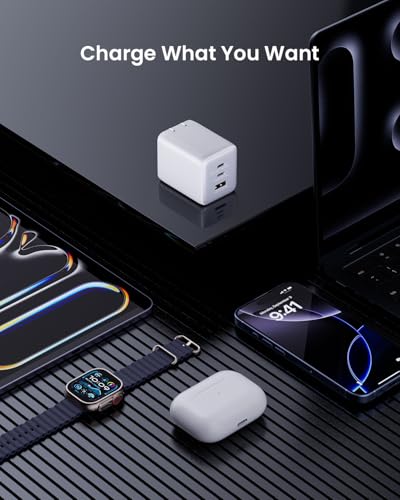 100W USB C Wall Charger, 3-Port PPS PD 3.0 Compact Foldable Wall Charger Block, Fast Power Adapter for MacBook Pro/Air, Dell XPS, iPad Pro, iPhone 17/16/15, Galaxy S25/S24, (White) - color: White