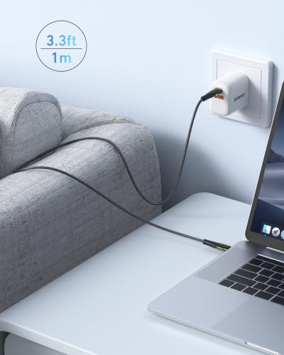 BENFEI 100W USB C to USB C Cable [3-Pack 3.3 Feet], Transparent Fast Charging Cable for iPhone 17/16/15 Pro Max/Plus, iPad, MacBook, Samsung Galaxy S25/S24/S23, Google Pixel