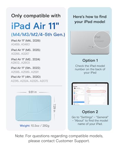 MOFT Dynamic Folio Tablet Stand Compatible with iPad Air 11"(M4 2026/M3 2025/M2 2024)&iPad Air 10.9"(5th 2022/4th 2020),Slim Magnetic Tablet Holder with 20+ Viewing Angles, Soothing Mist x Misty Cove - color: Soothing Mist x Misty Cove, size: iPad Air 11"