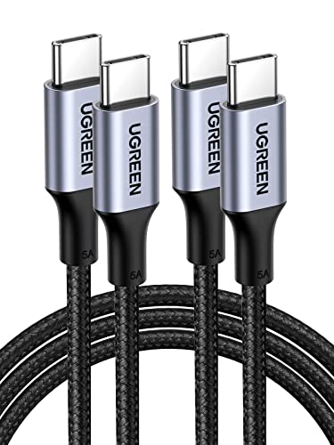 UGREEN USB C to USB C Cable, 100W 2-Pack USB C Charger Cable for iPhone 17/17 Air/17 Pro/17 Pro Max/16, MacBook Pro, iPad Pro, Dell XPS, Samsung Galaxy S25/S24/S23 Ultra, Switch, Pixel, 1.6FT Black - size: 1.6FT