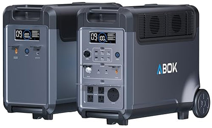 ABOK Ark3600 Portable Power Station with Extra Battery, up to 11520Wh | 3840Wh LiFePO4 Battery, 3H Fast Charge, 3600W Solar Generator for Home Backup, Hurricane, Camping, RV - style: Ark3600+ Extra Battery
