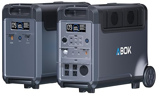 ABOK Ark3600 Portable Power Station with Extra Battery, up to 11520Wh | 3840Wh LiFePO4 Battery, 3H Fast Charge, 3600W Solar Generator for Home Backup, Hurricane, Camping, RV - style: Ark3600+ Extra Battery