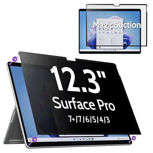Peslv Privacy Screen for 12.3 Inch Surface Pro 7+/7/6/5/4/3, MagicSuction™ Removable Anti Spy Black Protector, Glare Blue Light Filter for Microsoft Laptop Computer Monitor - size: Surface Pro 12.3" 7+/7/6/5/4/3/2/1