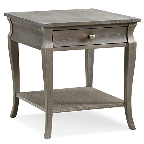 Leick Home 11607-GW Luna One Drawer Side Table and Shelf, Gray Wash - color: Grey