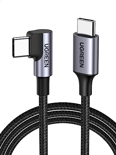 UGREEN 60W Right Angle USB C Cable, Fast Charging Cable, 6.6ft | 90° angled connector for gaming & bedside. For iPhone 17/16/15, MacBook, Galaxy S26/S25, iPad, Pixel, Switch - size: 6.6ft