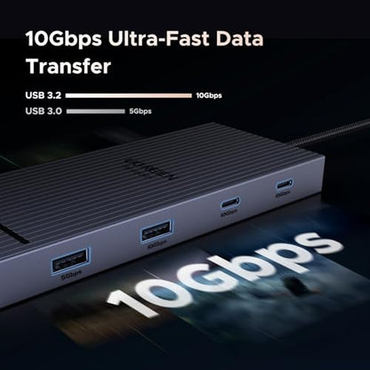 UGREEN 10-in-1 USB C Docking Station Dual Monitor 4K@60Hz, USB C Hub with 2 HDMI, 10Gbps USB A&C Ports, SD/TF Card Reader, 100W PD, Revodok USB-C Dock with 1000Mbps Ethernet for Dell, HP, XPS and More