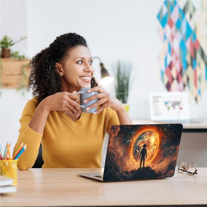Universal Laptop Skin, DIY Cut-to-Fit Vinyl Cover Compatible with HP, Dell, Lenovo, Mac (13.3" to 15.6"), Anti-Scratch, No Residue & Bubble-Free Protective Decal Sticker, Astronaut Fiery Planet - color: Astronaut Fiery Planet