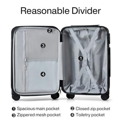 Hanke 20 Inch Expandable Carry on Luggage 22x14x9 Airline Approved Lightweight PC Hard Shell Suitcases with Wheels Travel Luggage Rolling Suitcase Travel Luggage Bag for Weekender(Jet Black) - color: Jet Black, size: Expandable 20 Inch