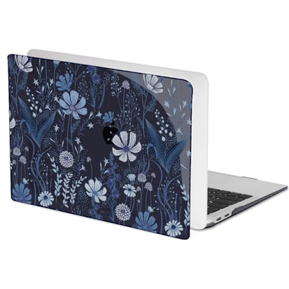 for 2018 2019 2020 2021 MacBook Air 13 Inch Case M1 A2337 A2179 A1932, Pattern Plastic Hard Shell Case Cover for MacBook Air 13.3 M1 with Retina Display & Touch ID, Wild Flowers Black - color: Wild Flowers Black