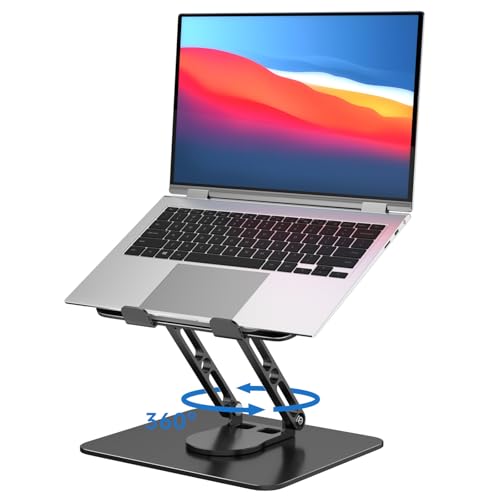 Laptop Stand for Desk Adjustable Computer Stand with 360 Rotating Base Ergonomic Laptop Riser Mount for Desk Foldable Protable Computer Desk Fits with MacBook Pro Air, Black - color: Rectangle, Black