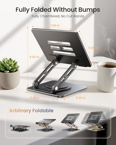 LOXP Adjustable Tablet Stand, 360 Rotating iPad Stand with Heavy-Duty Base | Matel, Perfect for Travel, Desk, Office, 4.7-16.9" Device, iPad Pro Air Mini, Kindle, Surface Tablet, Portable Monitors - color: Black