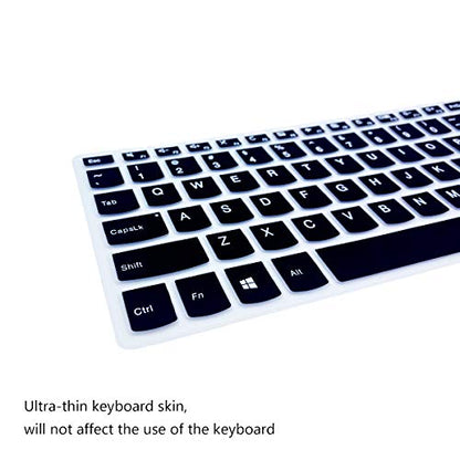 2 Pack Keyboard Cover for Lenovo IdeaPad 3 15.6" & 17.3" & ThinkBook 15 & IdeaPad 320 330 17.3" Keyboard Skin - color: Black+Clear