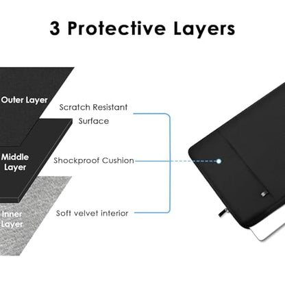 ProElife Sleeve Case for MacBook Pro 14 inch M5 M4, Precision Fit, Black | Water-Resistant, Soft Inner Lining Padded, Anti-Scratch, Extra Attached Pocket, Travel Carry Laptop Bag for Home Office