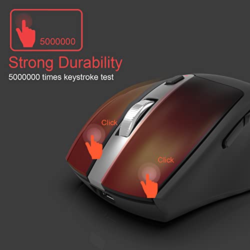Arteck Wireless Mouse, 2.4G USB Wireless Ergonomic Optical Mouse, with Nano USB Receiver Silent Clicking Side Switch Buttons for Computer/Desktop/PC/Laptop and Windows 11/10 Rechargeable Battery