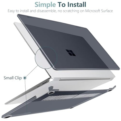 Crystal Clear Case for 15" Microsoft Surface Laptop 8 2026 for Business,Surface Laptop 2024 2025 (7th Edition), Lightweight Ultra-Slim Shell with Keyboard Cover, OTG Adapter, Black - color: Black