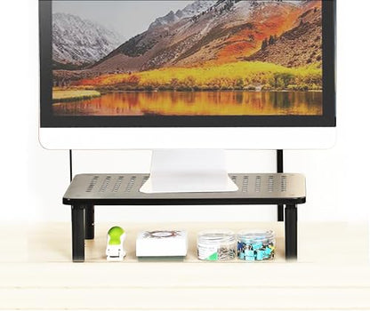 Monitor Stand for Desk Monitor Riser, Adjustable Laptop Riser, Desk Organizer Desktop Printer Laptop Storage Shelf, Mesh Metal Computer Item Stand (1 Piece)(14.5" Lx9.3 W) - size: 1 piece