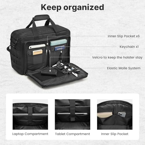 G4Free 17.3 Inch Laptop Messenger Bag for Men, 3-in-1 Backpack for Travel Work Weekender, Large Tactical Shoulder Bag - color: Black