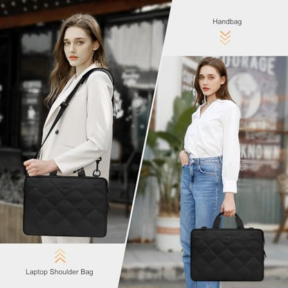 MOSISO 360 Protective Laptop Shoulder Bag, Double Layer Fluffy Padded Laptop Bag with Anti-theft Zipper - color: Black, size: 13.3 inch