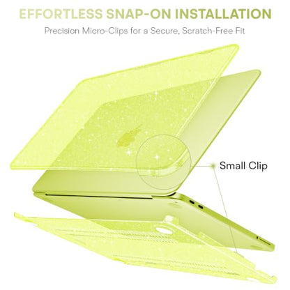 May Chen Compatible with MacBook Neo 13 inch Case 2026 Model A3404, Plastic Hard Shell,Keyboard Cover,Screen Protector,Dust Plug, for MacBook Neo 13" with A18 Pro Chip, Glitter Citrus - color: Glitter Citrus