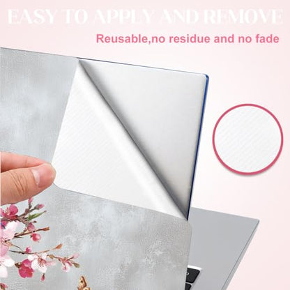 SUPERDANT Peach Blossom and Bird Laptop Skin Chinese Style Laptop Sticker PVC Computer Stickers Dustproof Waterproof Art Decal Protector 12" 13" 13.3" 14" 15" 15.4" 15.6" Notebook Art Decal White Pink