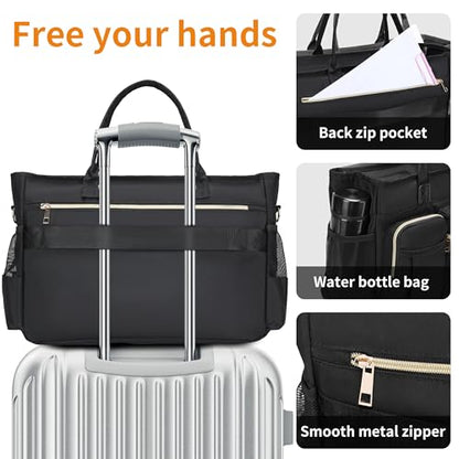 Rabjen Nurse Tote Bag for Work with Padded 15.6” Laptop Sleeve, Medical Supplies Shoulder Bag for Home Health Care - color: Light Black