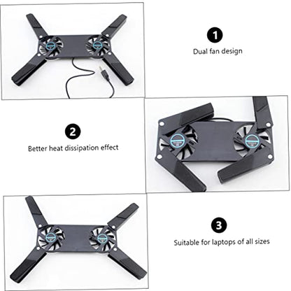 2pcs Heat Sink Quiet Laptop Cooler Notebook Cooler Laptop Air Lap Cooling Pad Fan Foldable Stand