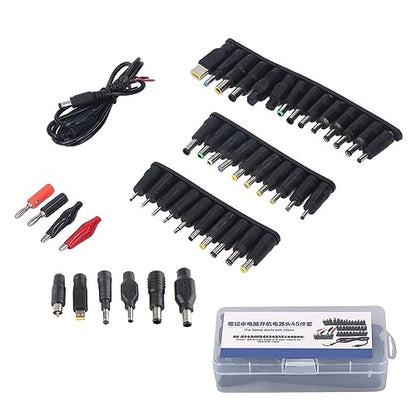 FTVOGUE Notebook Power Head Universal Laptop DC Power Head 45Pcs Adjustable 12 15 16 18 19 20 24V Adapter Tips for Laptop Repair Bench Supply Computer Maintenance