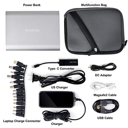 Portable Laptop Charger 185Wh/50000mAh External Battery Pack Power Bank for Laptop, Tablet, Projector, Smartphone and Others - color: gray