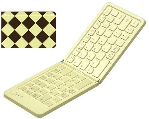 Foldable Bluetooth Keyboard with UV Printing Technology Rechargeable Keyboards,Compact Wireless Travel Keyboards for iPad, Smartphone, Tablet and Laptop - Z1 Coffee - color: Z1 Coffee